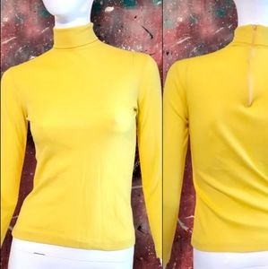 Starlight Trading Inc, Yellow Tight Turtle Neck Collar, Size Small, Elbow Length
